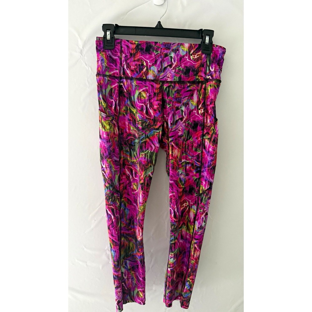 Lululemon Women's Leggings Size 8 Pink Multicolor Abstract Ankle Stretch